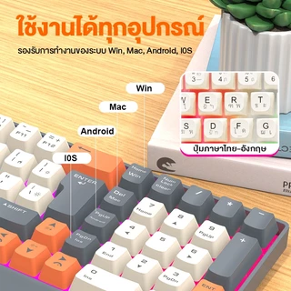 RAIKU R908 ชุดคีย์บอร์ดและเมาส์ ไร้สาย บลูทูธ+2.4g ชาร์จType-C RGB เล่นเกม 85ปุ่ม ไฟแบ็คไลท์ Keyboard mouse illuminate