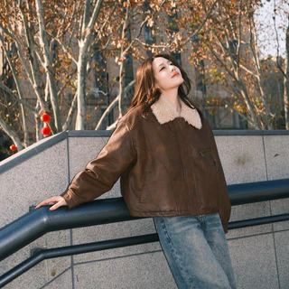 FLASHMARBLE - LEONIE JACKET หนังวีแกนพรีเมี่ยม นุ่ม กลิ่นไม่ฉุน ใส่ได้ถึง 0 องศา ติดลบต้นๆ รบกวนดูขนาดสินค้าใต้โพส