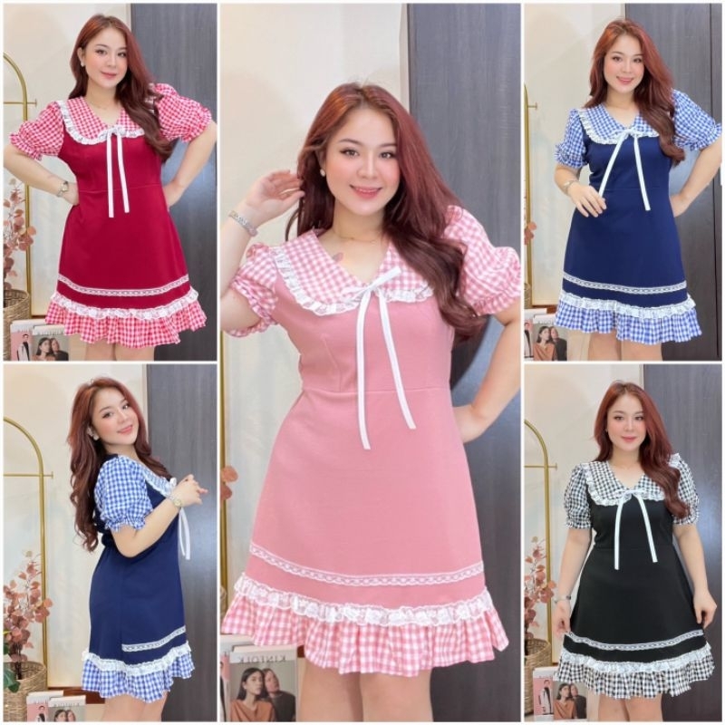(พร้อมส่ง ) เดรสสาวอวบ ผ้าไม่ต้องรีด อก40-44นิ้ว/เอว34-44นิ้ว/สะโพกก่อนยืด46นิ้ว/ เสื้อผ้าไซส์ใหญ่