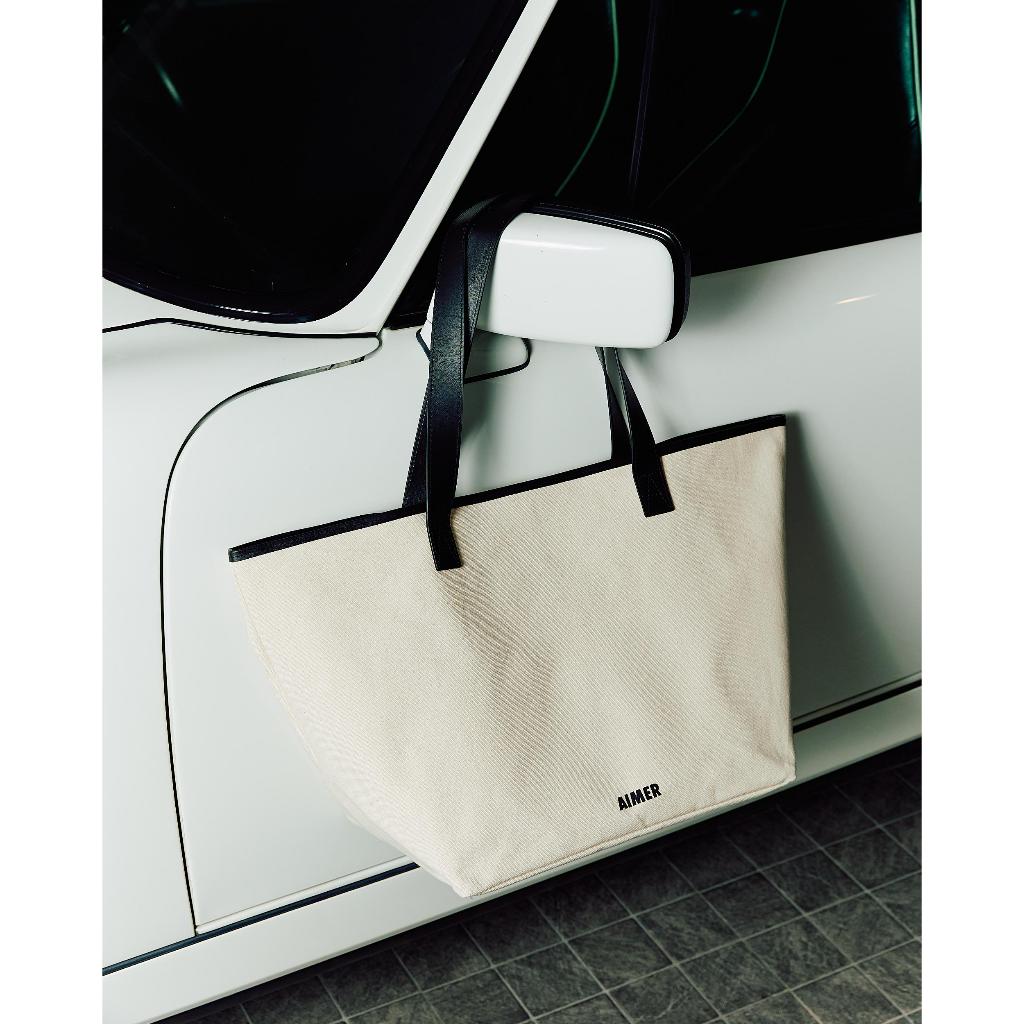 AIMER - AIMER Everyday Tote Bag (Black Leather & Canvas) กระเป๋าสะพาย