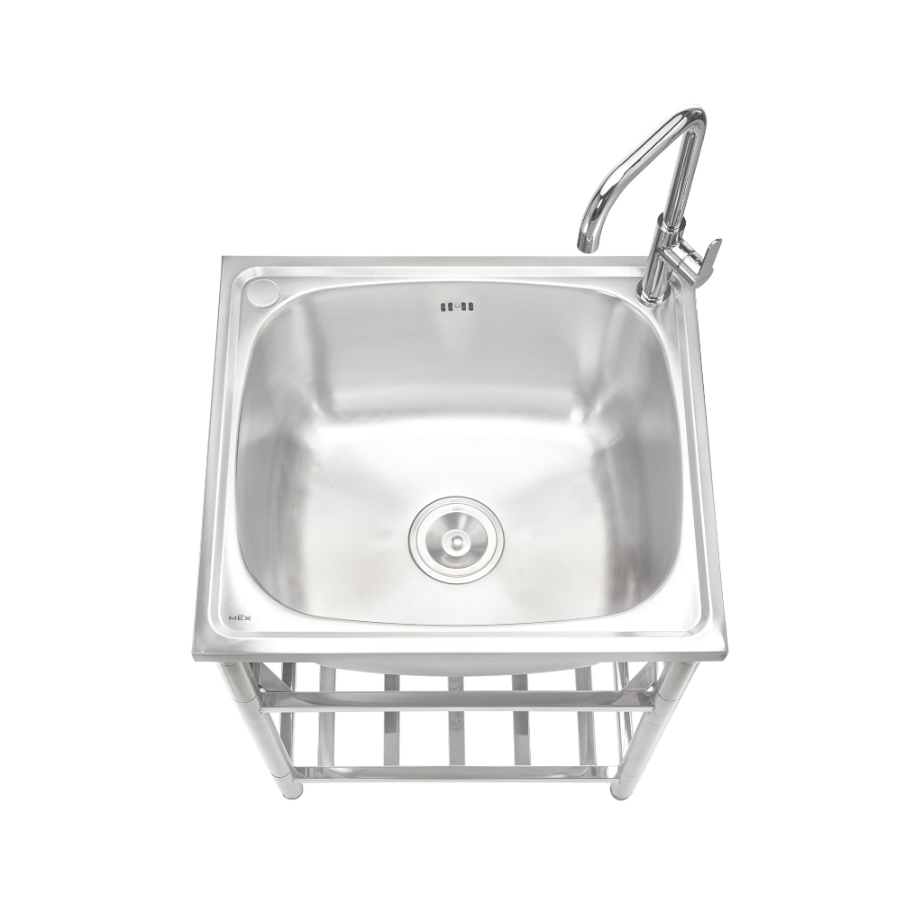 MEX รุ่น PSL63 อ่างล้างจานพร้อมขาตั้ง 1 หลุม ขนาด 63 x 50 ซม. สเตนเลส สตีล AISI 304 หนา 0.8 มม. - รูปที่ 4