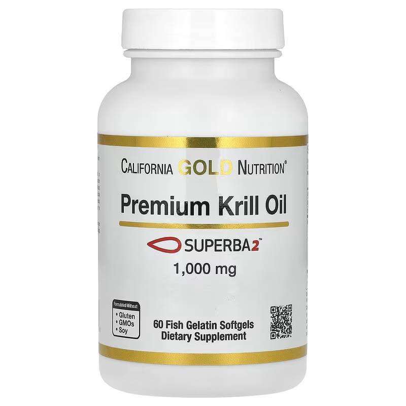 น้ำมันคริลล์ California Gold Nutrition, Premium Krill Oil with Superba2™, 1,000 mg, 60 Softgels