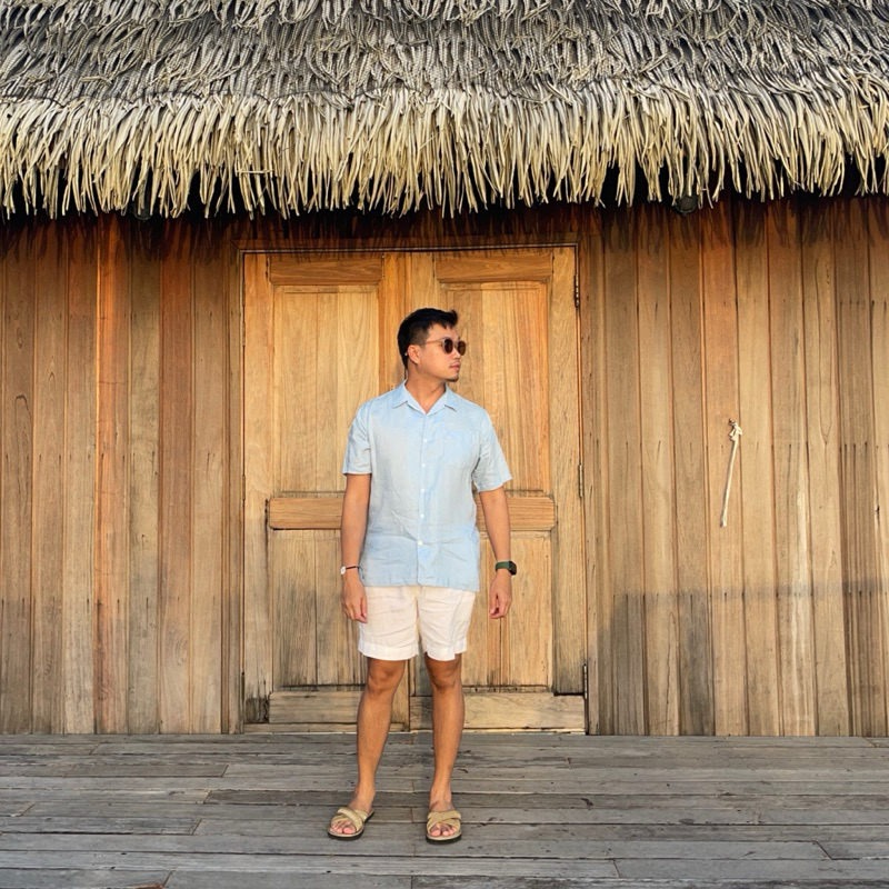 Phatural กางเกงขาสั้น(ผ้าลินินแท้) สีขาวออแกนิค