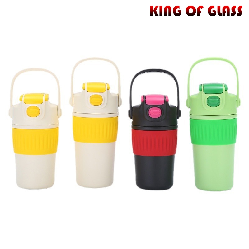 แก้วสแตนเลสสูญญากาศ สแตนเลส 316 ขนาด 420-550 มล. มีหูหิ้ว [ KING OF GLASS ]