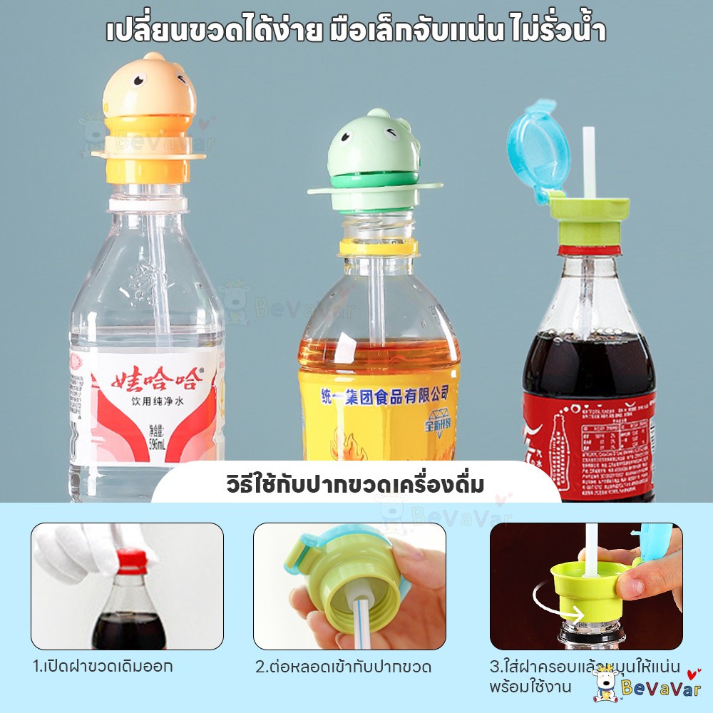 BEVAVAR ฝาดูดน้ำจากขวด ฝาปิดขวดน้ำพร้อมจุกดูด ดื่มง่าย ฝาขวดน้ำ ป้องกันการรั่วไหล ฝาครอบขวดน้ํา