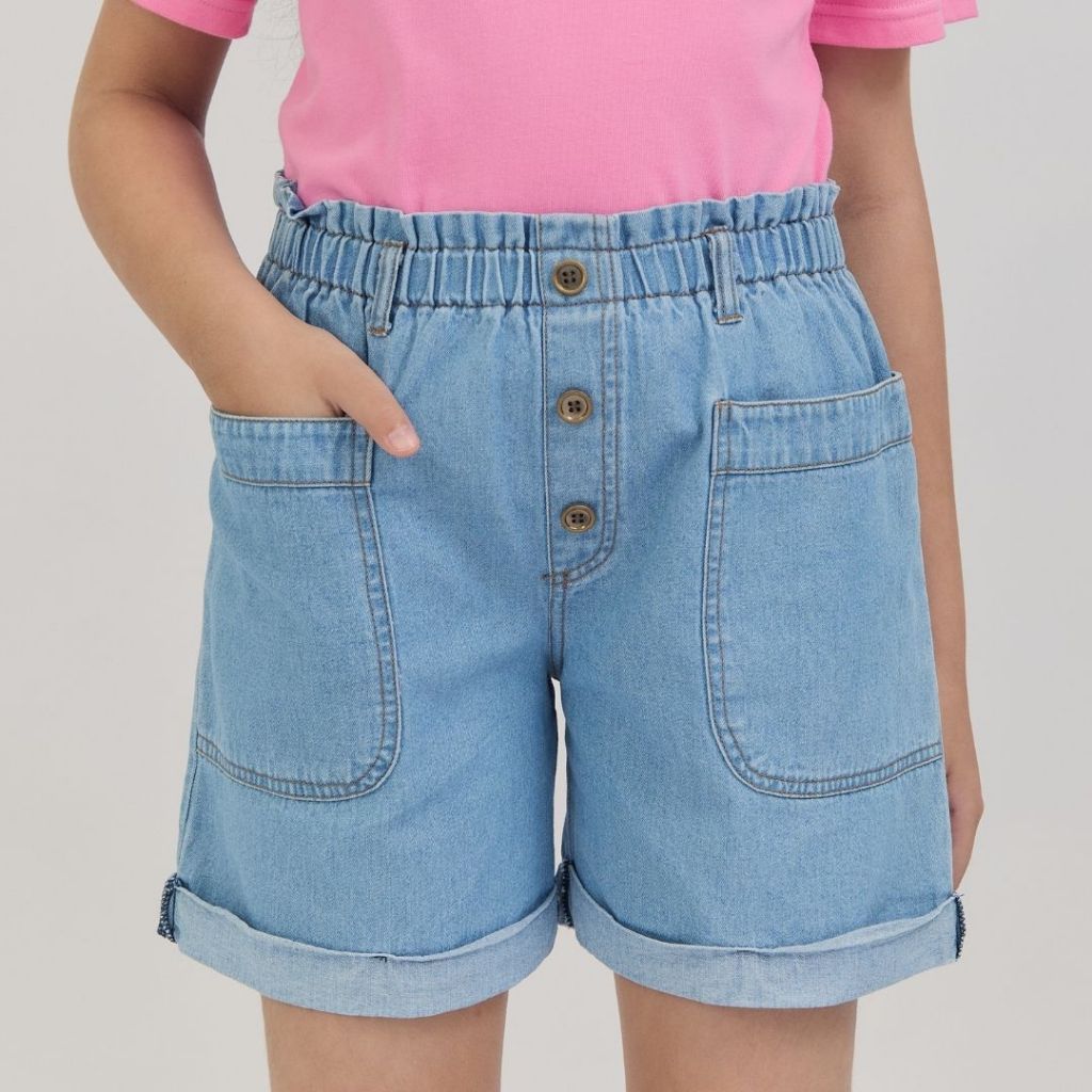 e’clat กางเกงยีนส์เด็กโต กางเกงยีนส์ขาสั้น เด็กพรีทีน 6-12ปี เอวยางยืด ผ้ายีนส์เนื้อนิ่ม 5013