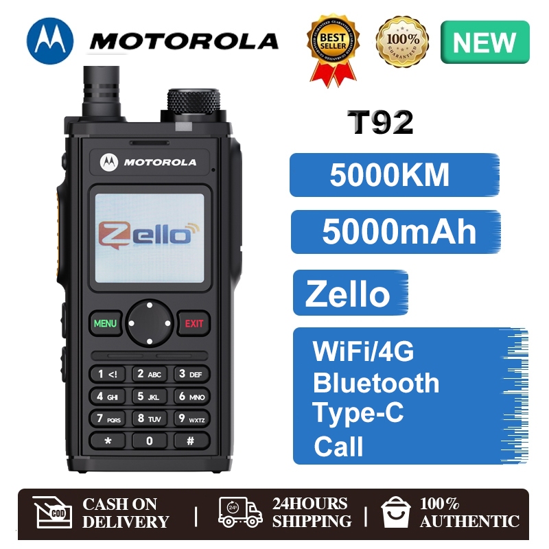 5000KM Motorola Zello T92 สามารถโทร เชื่อมต่อ WiFi และใส่ซิมการ์ด ตำแหน่ง GPS Bluetooth