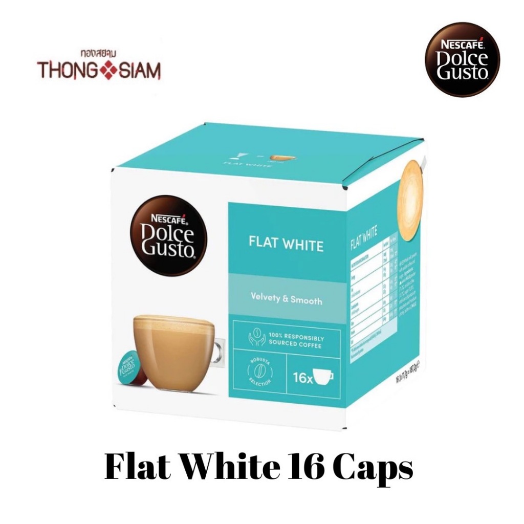 ล็อตใหม่  FLAT WHITE แฟลท์ ไวท์ NESCAFE DOLCE GUSTO 16 แคปซูล/ 1 กล่อง BBE:   *** นำเข้าจาก EU ***