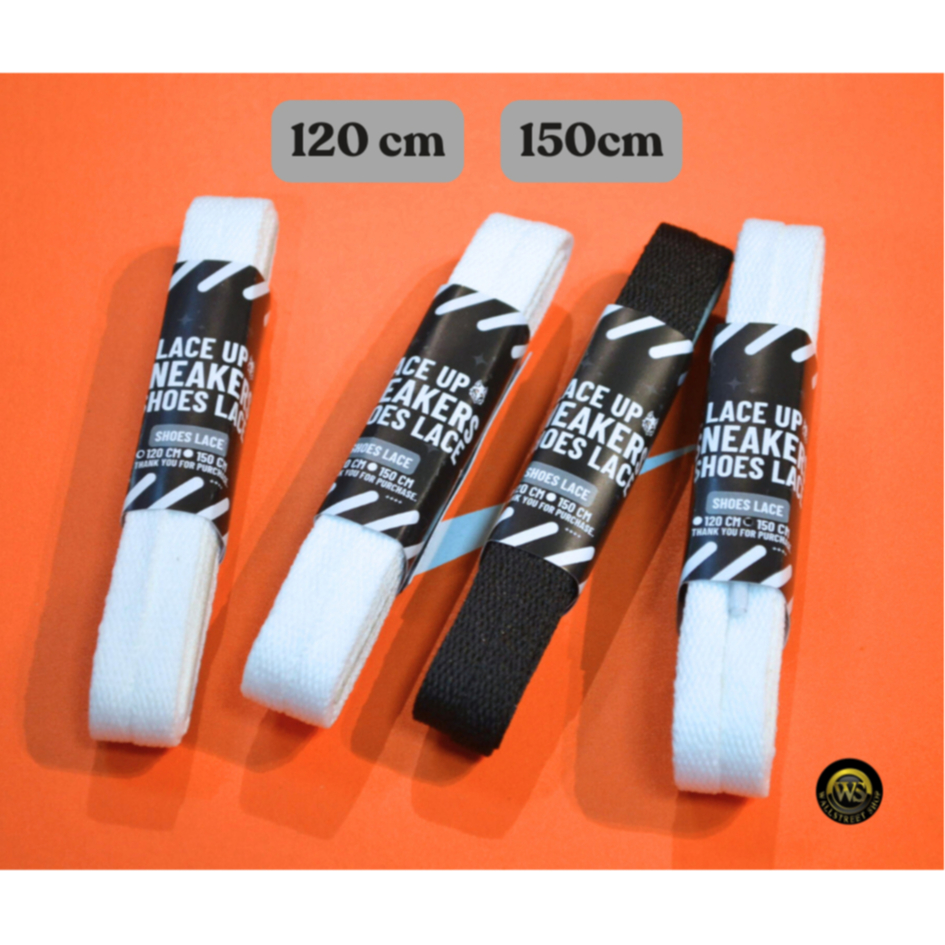 เชือกผูกรองเท้า ผ้าฝ้ายอย่างดี ทรงแบน สีขาว สีครีม สีดำ ( ROUND LACE 120CM/150CM) สินค้าพร้อมส่ง