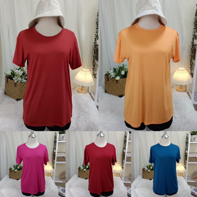 (B113) เสื้อยืดคอกลม ผ้าเรย่อน อก 36-44 นิ้ว สาวอวบใส่ได้ สีพื้น เนืัอผ้านุ่มเด้ง ยืดหยุ่นดี ใส่สบาย ผู้หญิง