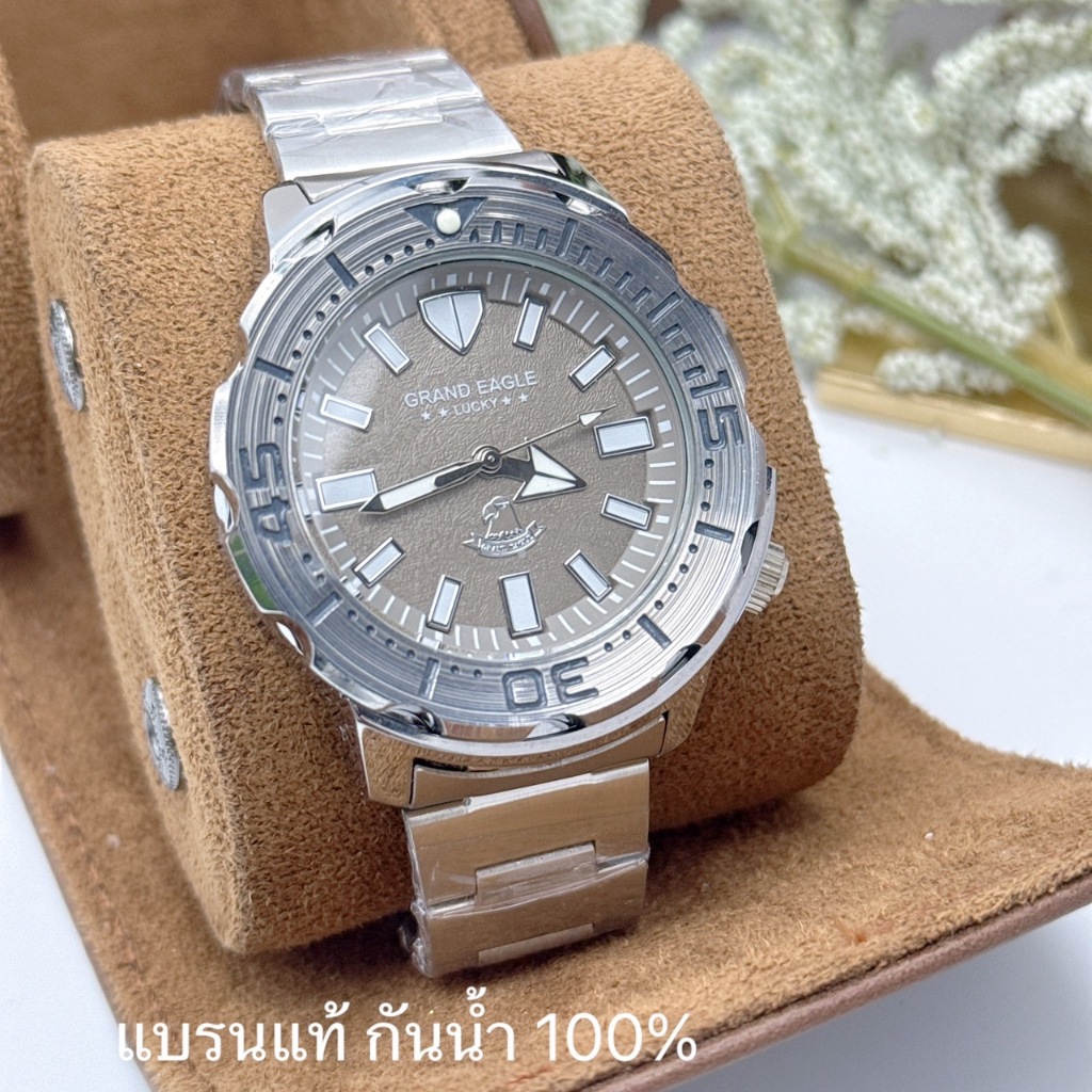 Grand Eagle นาฬิกาข้อมือสำหรับผู้ชาย สายสแตนเลท สไตล์หรูหรา เรียบง่าย ทางการ ของแท้ กันน้ำ