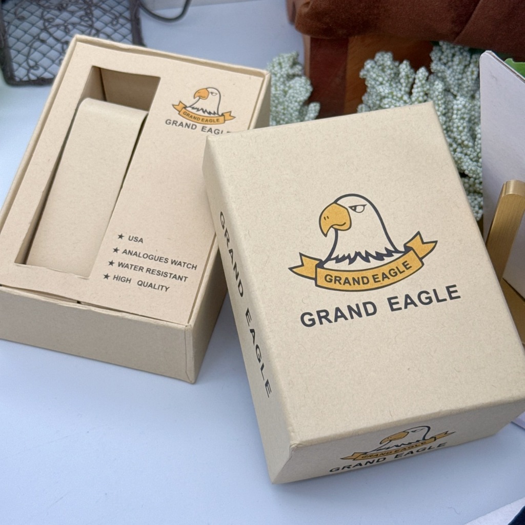 Grand Eagle นาฬิกาข้อมือสำหรับผู้ชาย สายสแตนเลท สไตล์หรูหรา เรียบง่าย ทางการ ของแท้ กันน้ำ