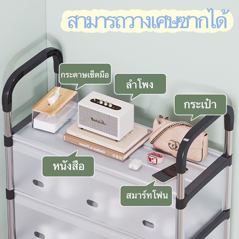 KKHOMEชั้นวางรองเท้าง่าย ชั้นวาง ชั้นรองเท้า 4/5/6 ชั้น ประตูกันฝุ่น ประกอบง่าย - รูปที่ 3