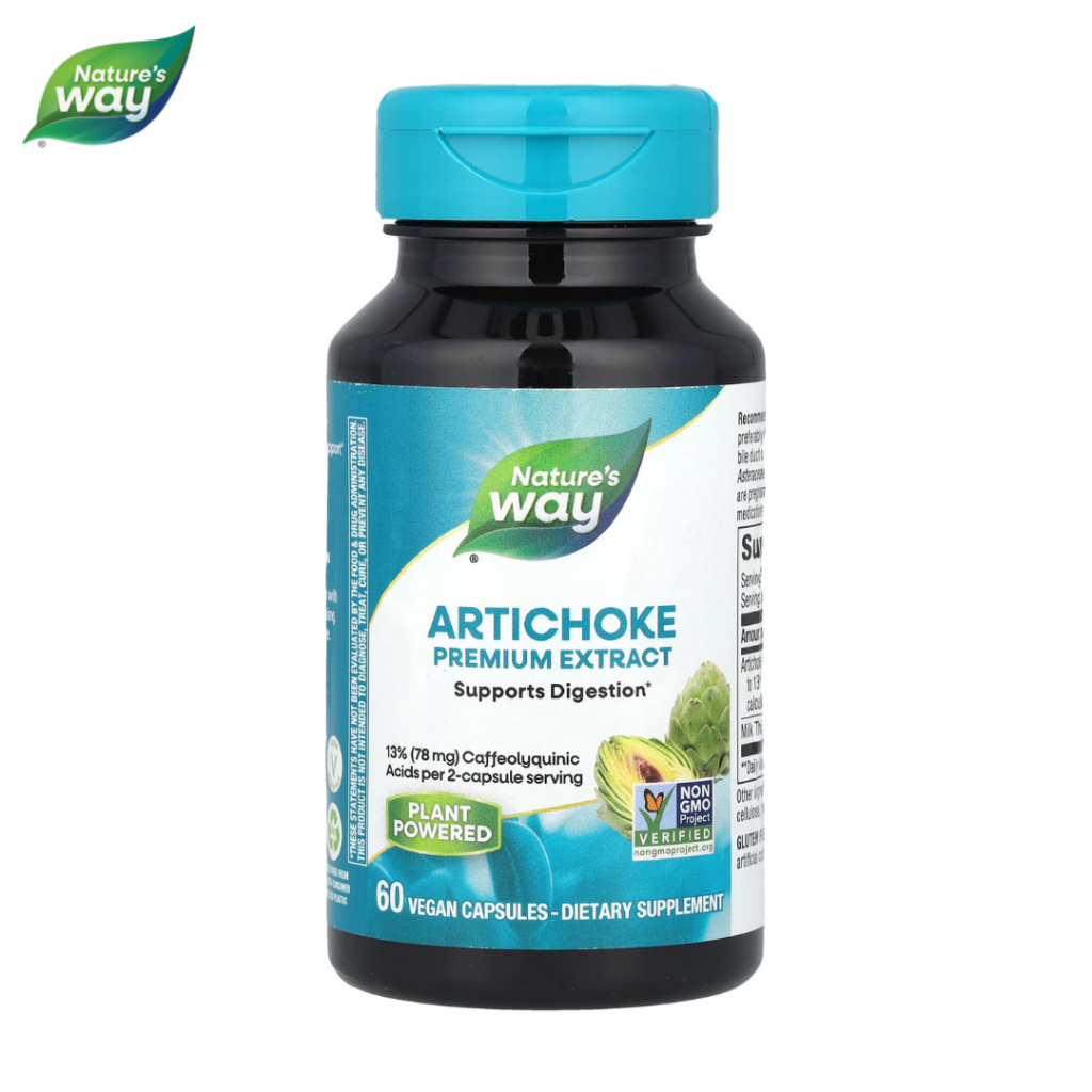 อาร์ติโชค Nature's Way Standardized Artichoke Extract 600 mg with Milk Thistle Seed Extract/ 60 Veg 