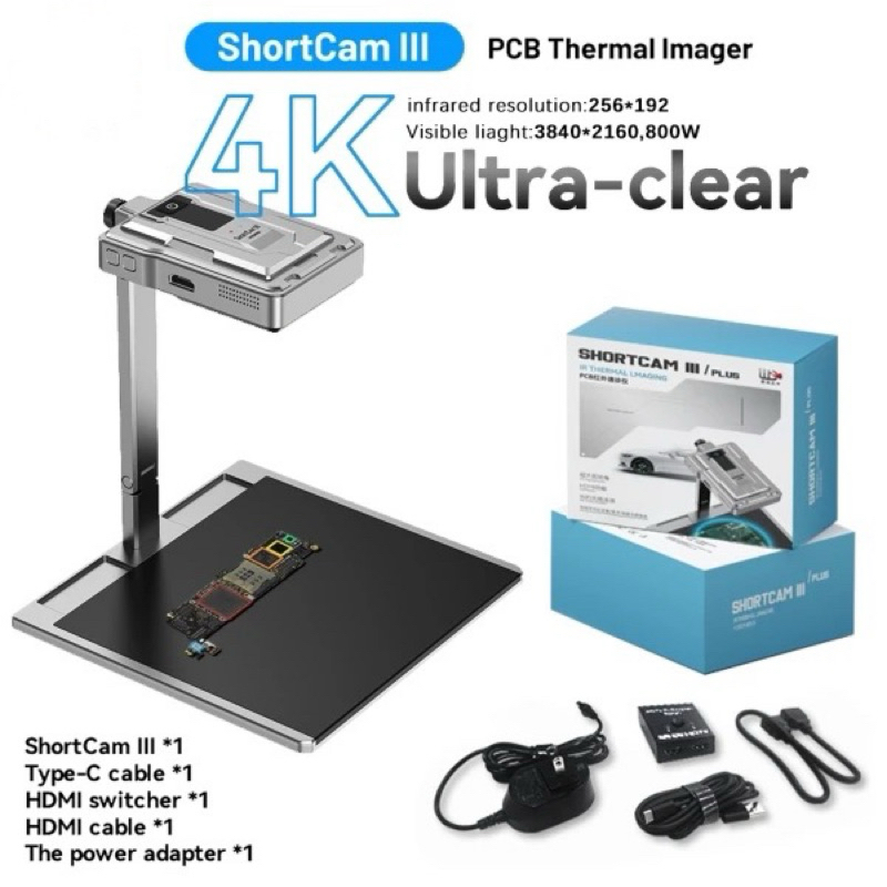 ShortCam III 4K กล้องถ่ายภาพความร้อนอินฟราเรด PCB Fault Rapid Diagnosis เครื่องมือเมนบอร์ดโทรศัพท์มือถือ Short Circuit