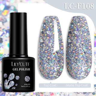 สีทาเล็บเจล กริตเตอร์สีเงินโฮโลแกรม เม็ดละเอียด ต้องอบนะคะ สีสวยมาก