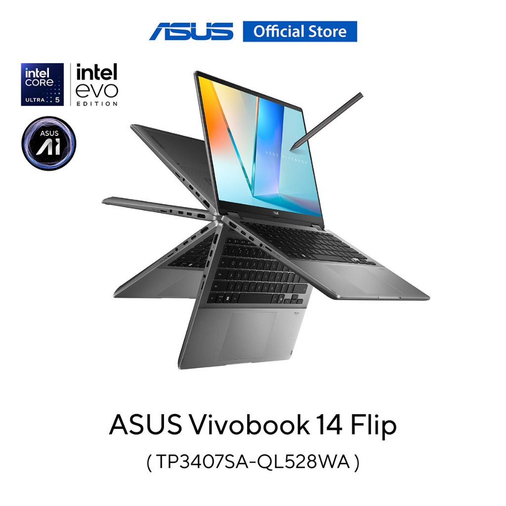 ASUS Vivobook 14 Flip (TP3407SA-QL528WA) Copilot+PC, 14" FHD (1920x1200) OLED, Intel U5-226V, 16GB, 