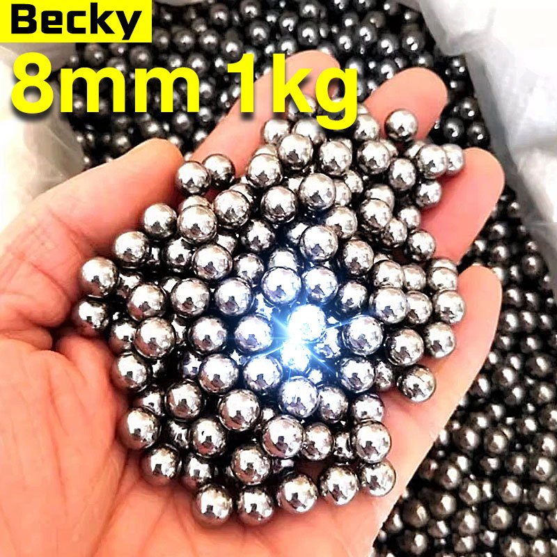 Becky แท้ 100% ลูก8มิล ลูกเหล็กร่อนเงา ขนาด 8mm ถุง 1 กิโลกรัม ( ประมาณ 470-490) ความแม่นยําสูงแบริ่งลูกเหล็กแข็ง