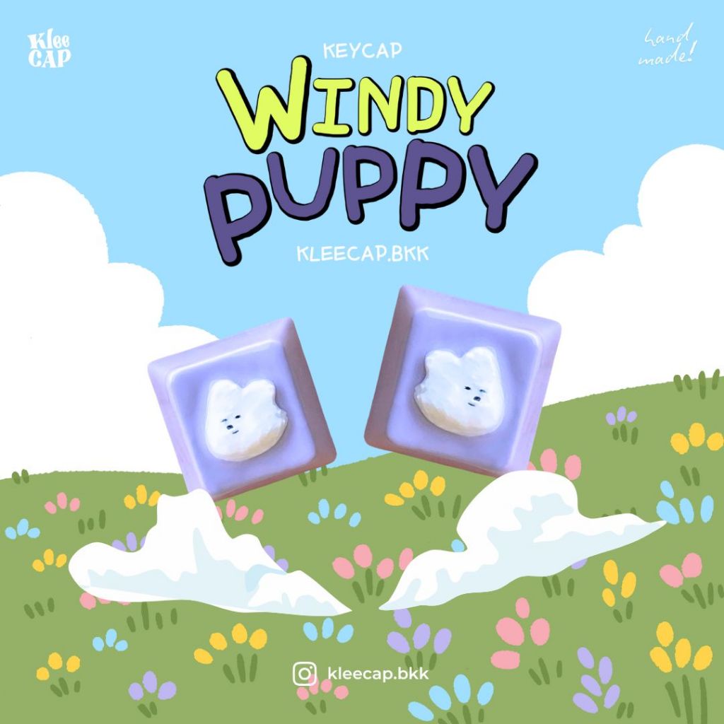 (ส่งภายใน 2 วัน) คีย์แคป keycap แฮนด์เมด คีย์แคปลาย Windy Puppy ♡☁︎