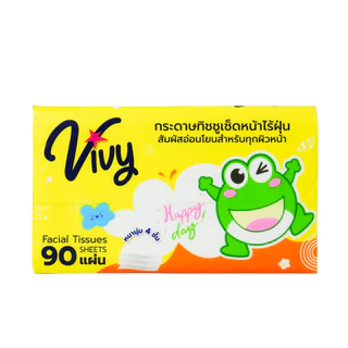 Vivy Tissue กระดาษทิชชู่เช็ดหน้าวีวี่ HappyDay 90แผ่น หนานุ่ม 4 ชั้น : 1 ลัง (20 ห่อ)