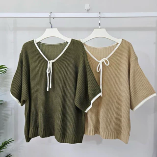 A2เสื้อไหมพรมคอวี อก40-54ผ้านิ่มใส่สบาย