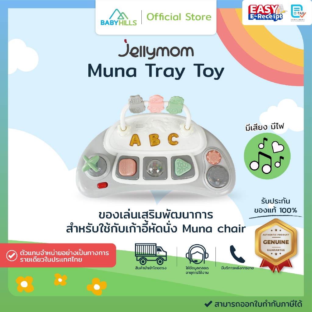 Jellymom - Muna Tray Toy ของเล่นเสริมพัฒนาการสำหรับเด็ก ใช้ได้กับเก้าอี้ Muna Chair สามารถเรียนรู้ตัวเลข ตัวอักษร