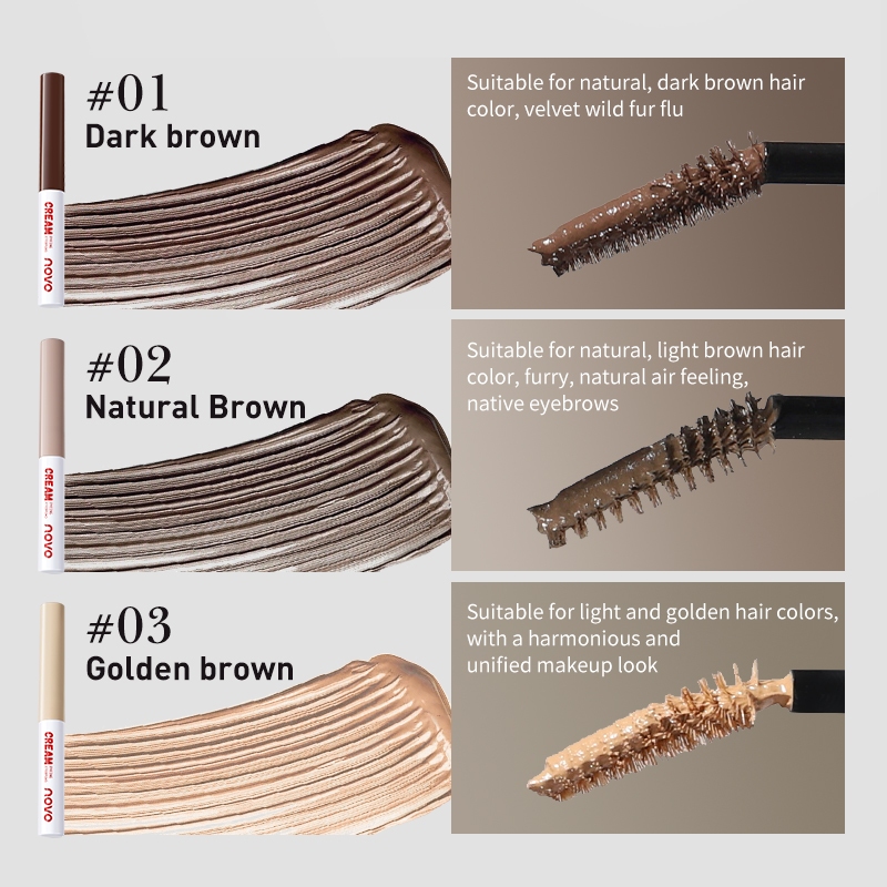 6449 眉 (ใหม่/แท้) NOVO มาสคาร่าคิ้ว หัวแปรงเล็ก กันน้ำ ติดทนนาน Eyebrow Cream