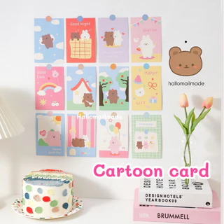 พร้อมส่ง🇹🇭 การ์ด การ์ตูน การ์ดลายน่ารัก โปสการ์ด คำอวยพร แปะผนัง postcard ตกแต่งผนัง ภาพติดผนัง
