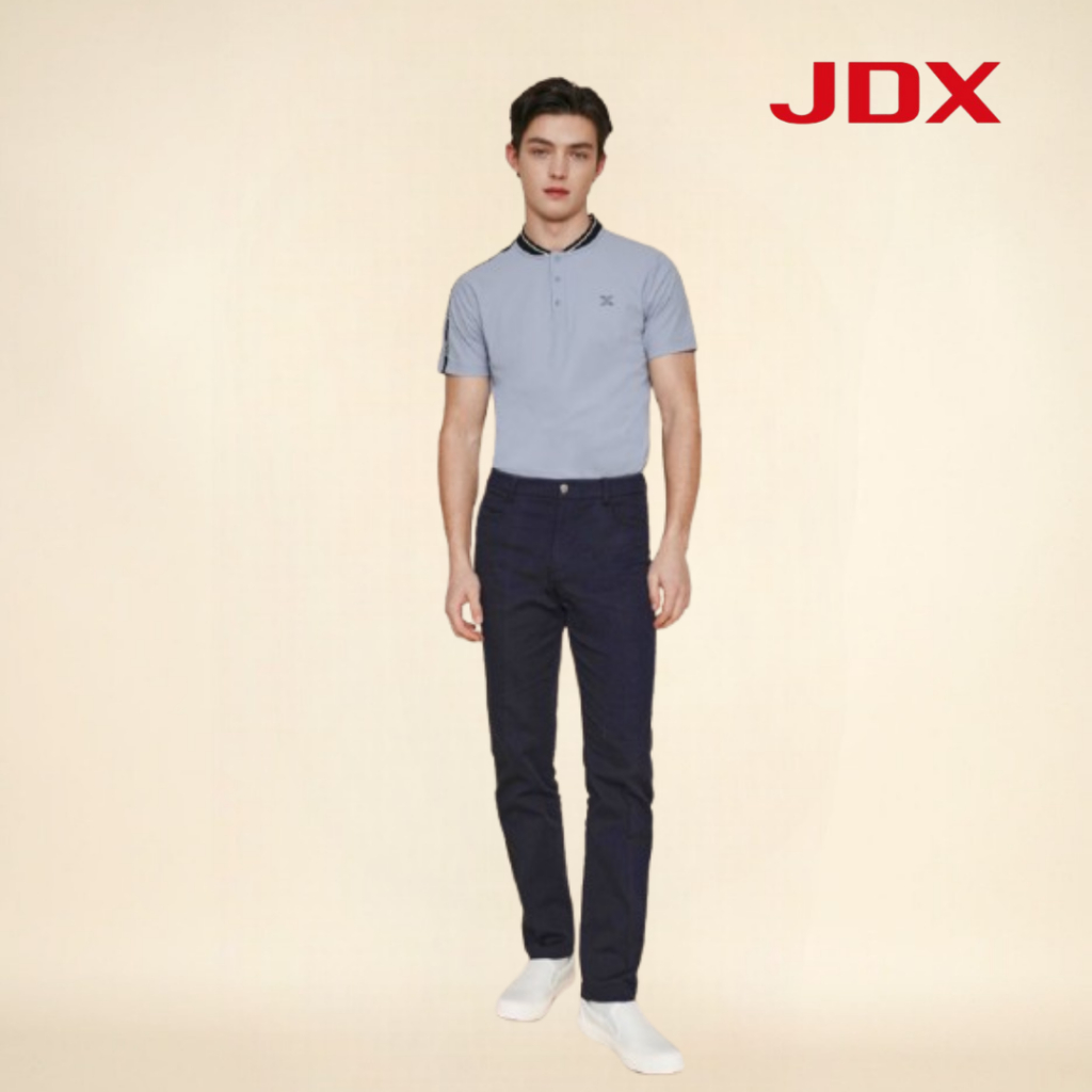 JDX Golf เสื้อกอล์ฟผู้ชายแขนสั้นคอจีน