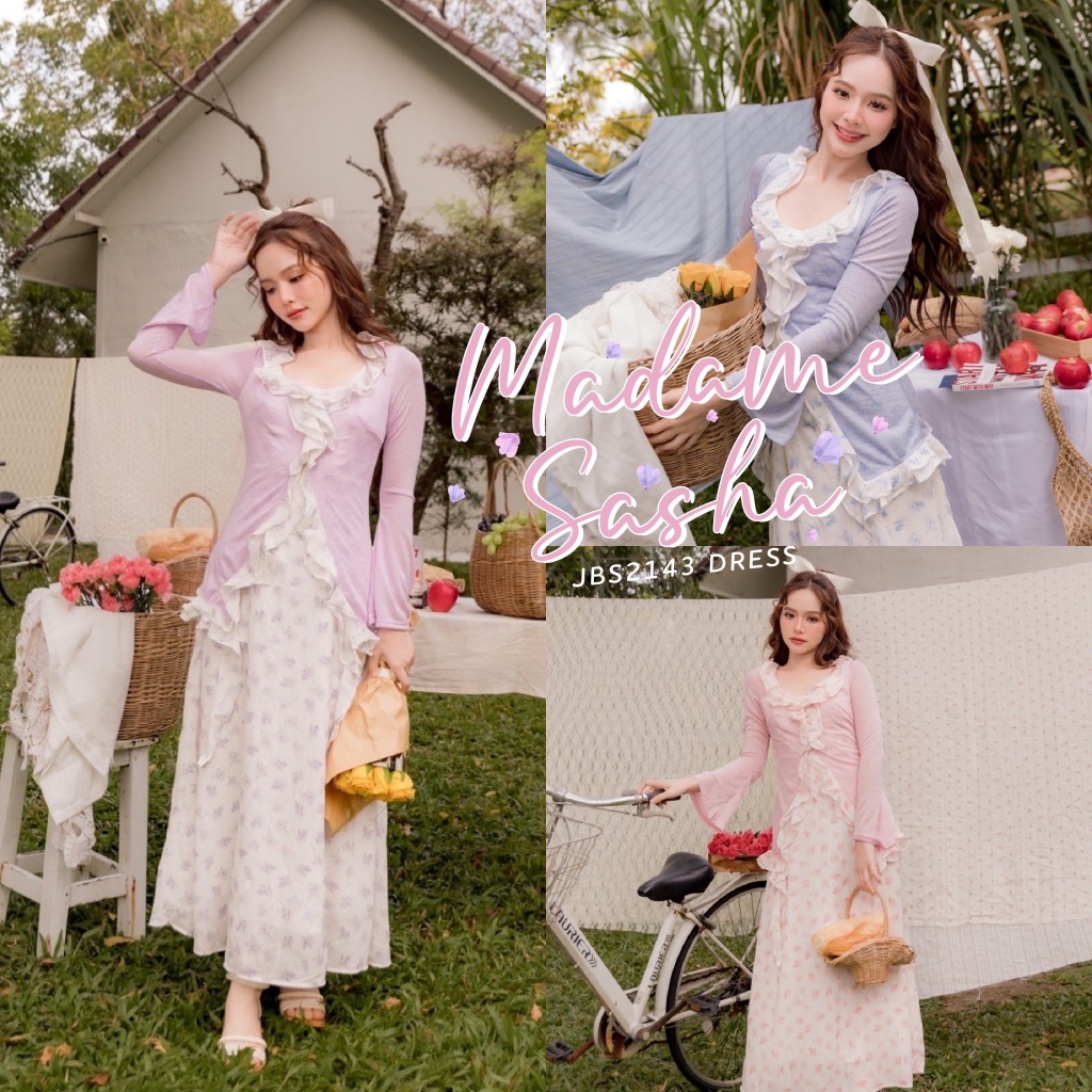 #JBS2143 Madame Sasha Dress เดรสยาวลายดอก