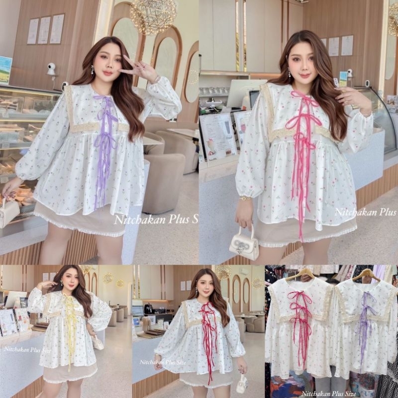 VIVA3058​ เสื้อผูกโบว์หน้า