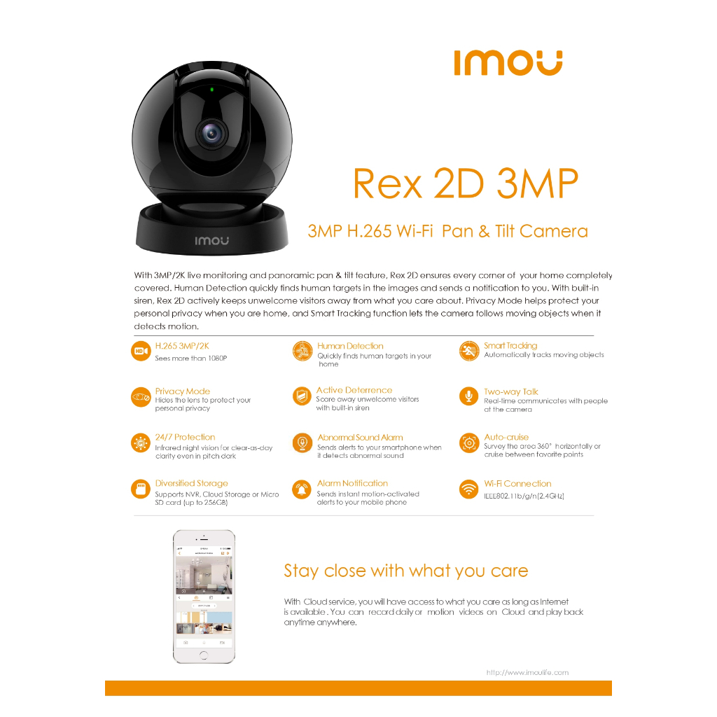 IMOU  Rex 2D 3MP/5MP  Wi-Fi Camera ครอบคลุม 355° สามารถพูดคุยได้สองทิศทางและSmart Tracking กล้องสำหรับภายใน (1ตัว)