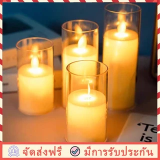 เทียนไฟฟ้าLED โคมไฟเทียน เทียนอิเล็กทรอนิกส์ แถมถ่าน จิ๋วไร้ควันปลอดภัย เปลวไฟแกว่งจำลอง ตกแต่งสร้างบรรยากาศ