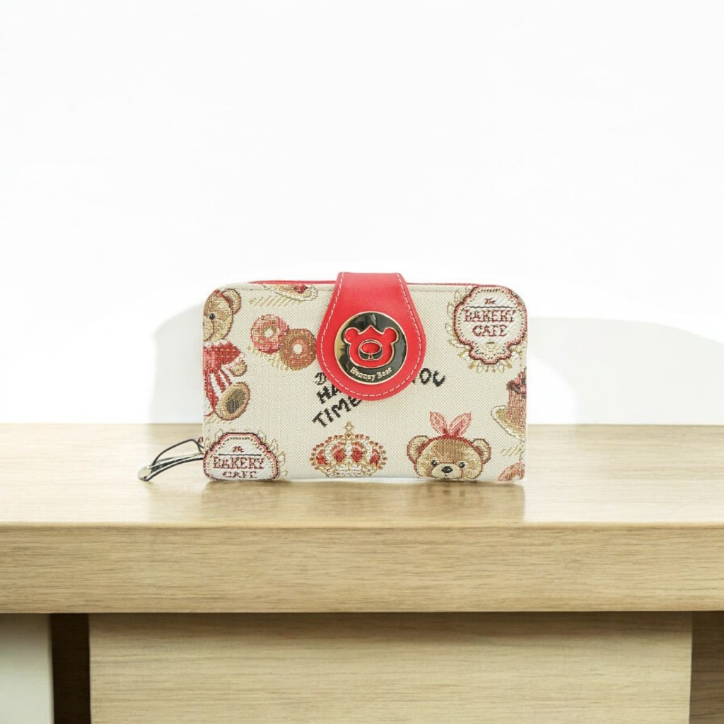 Henneybear – Hw111 ลายคัพเค๊ก กระเป๋าสตางค์ใบกลาง น้องหมีสุดคิ้ว