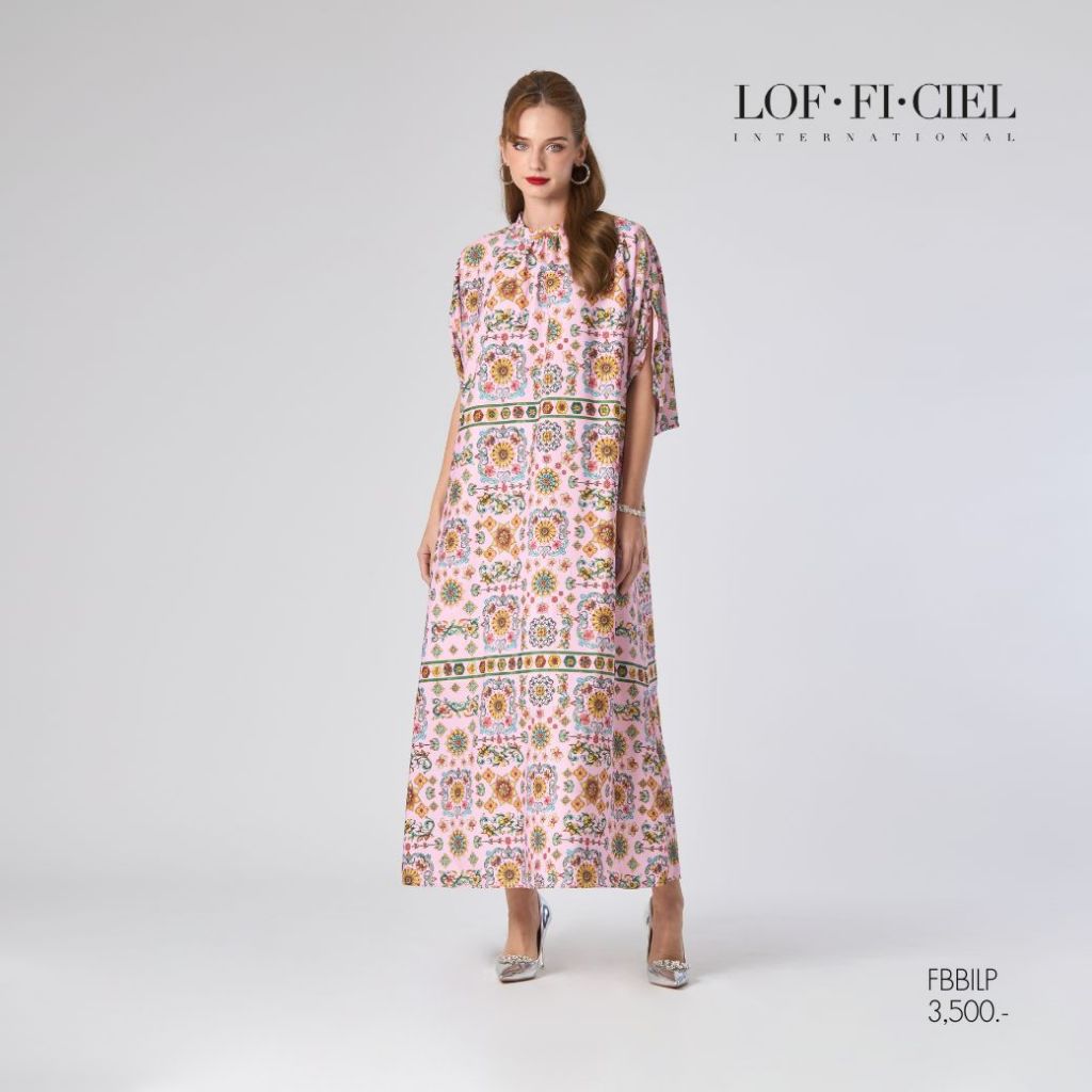 LOF-FI-CIEL Maxi dress Pink grand palace garden เดรสยาว ทรงหลวม ฟรีไซส์ สีชมพู FBBILP