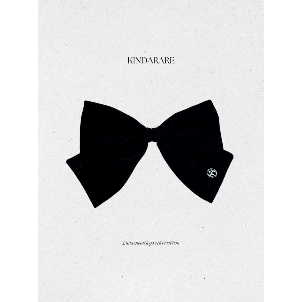 KINDARARE - Luna metal logo velvet giant ribbon (พร้อมส่ง)