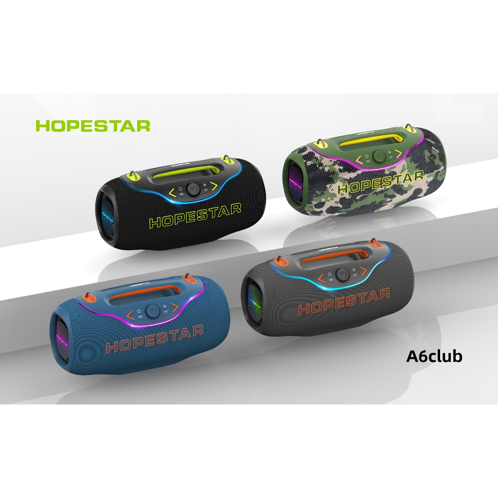 Hopestar A6Club ลำโพงบลูทูธ 200วัตต์ พร้อมไมค์ลอย1อัน ลำโพง3ดอก มีไฟRGB ปรับเบส3โหมด ของแท้100%