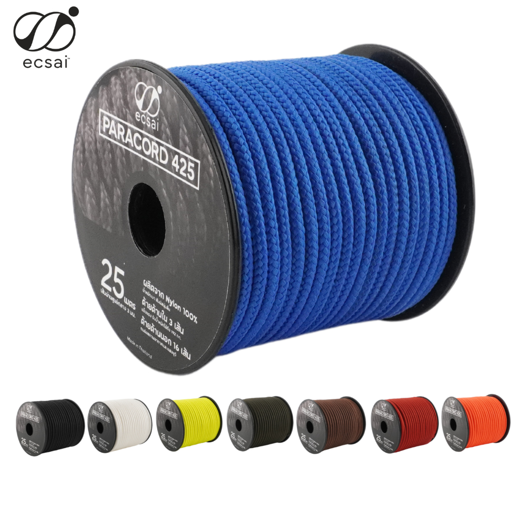 ecsai เชือกพาราคอร์ด 425 - 3 มม. Nylon 100% เชือก DIY สร้อยข้อมือ สายจูง เชือกแคมปิ้ง