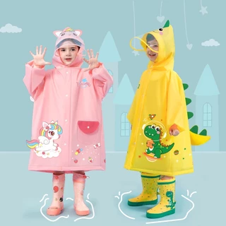 (พร้อมส่ง) ชุดกันฝนเด็ก เนื้อหนา kids raincoat เสื้อกันฝนเด็กชายหญิง ลายการ์ตูน ลายการ์ตูน ผ้า EVA รองเท้าบูทกันฝน