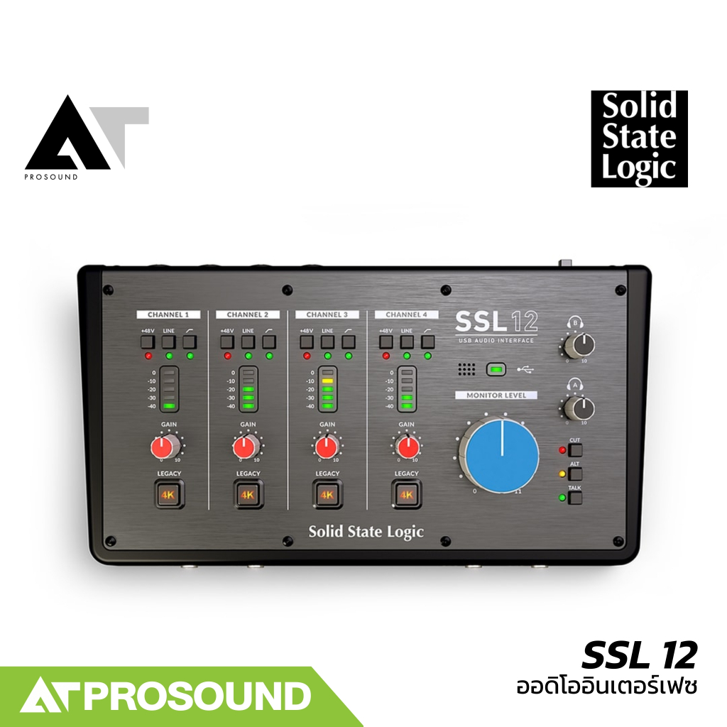 SSL 12 ออดิโออินเตอร์เฟซ USB ขนาด 12 In / 8 Out ความละเอียดเสียง 32-bit/192 kHz (ของแท้) AT Prosound