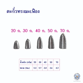 ตะกั่วตกปลา ตะกั่วทรงจรวด ตะกั่วทรงมะเฟือง (ขนาด 5g.-100g.) ตะกั่วตกปลาหน้าดิน ตะกั่วตกหน้าดิน อุปกรณ์ตกปลา