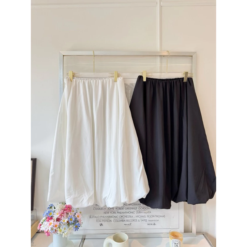 Ballon long skirt☁️🩶”กระโปรงบอลลูนยาว/เกาะอกเดรสใส่ได้2แบบสาวอวบต้องกด“