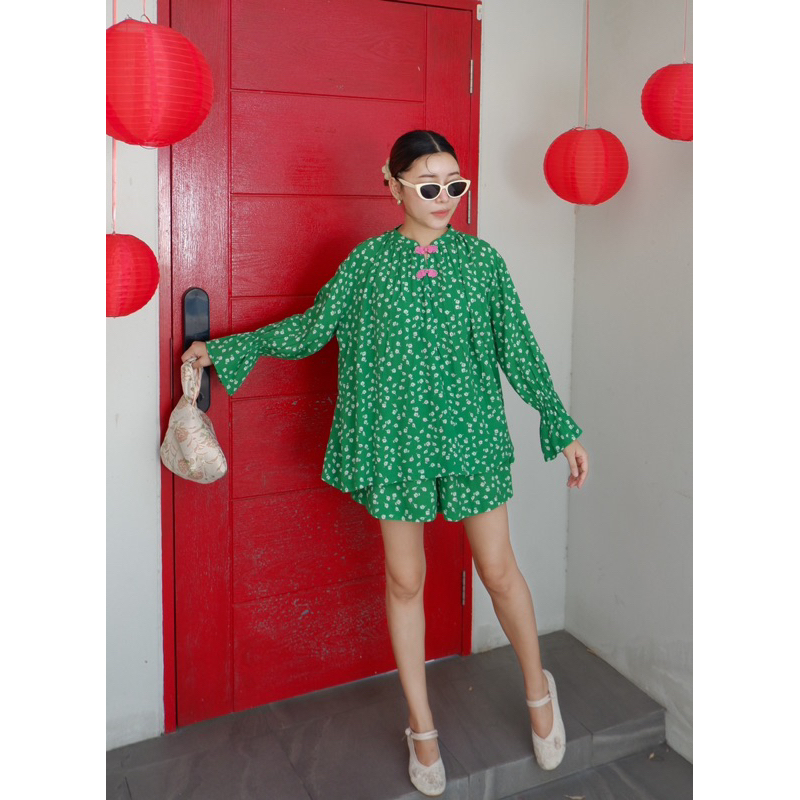 Maynita - Floral shirt & shorts set เซ็ตลายดอก