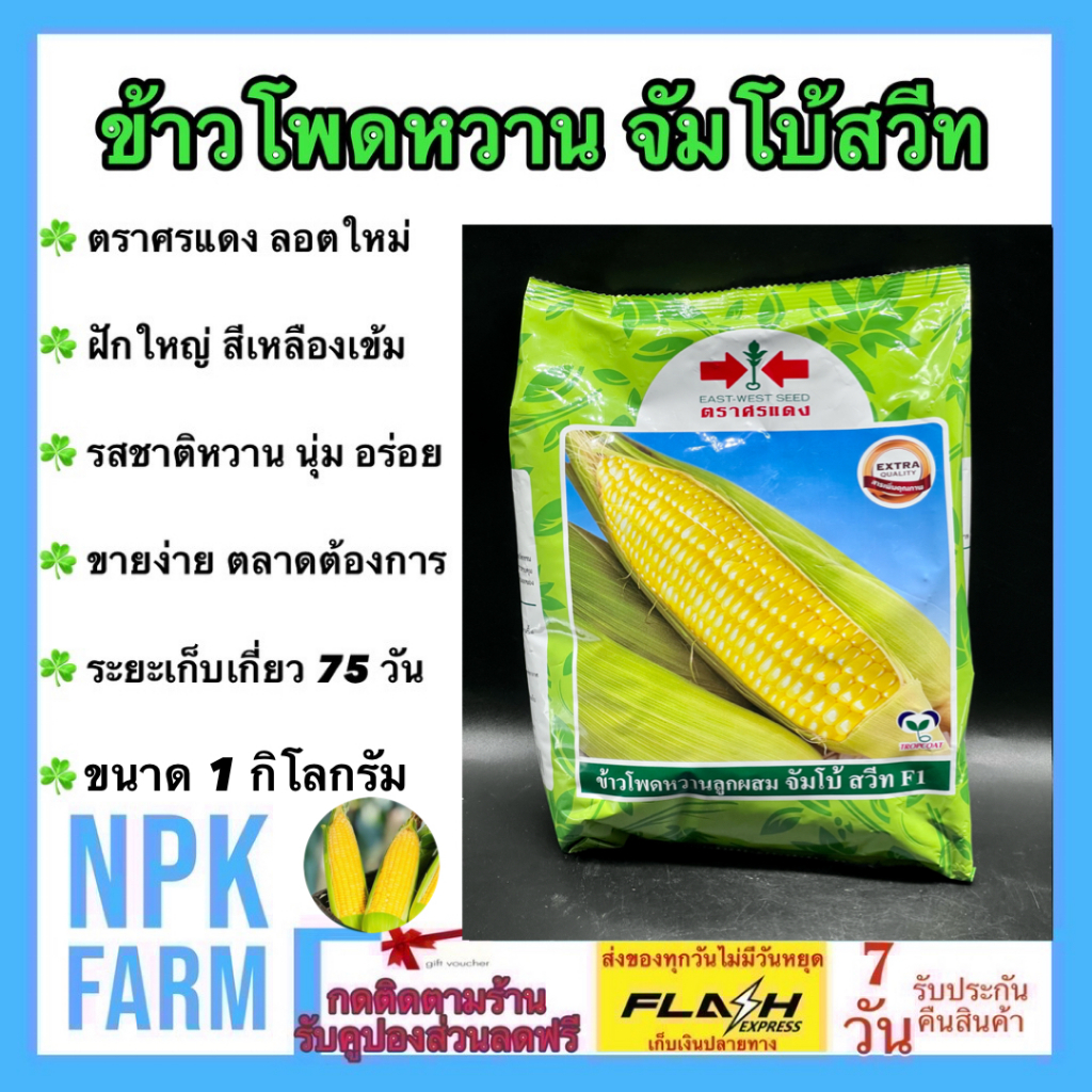 ศรแดง ข้าวโพดหวาน จัมโบ้สวีท ( ขนาด1 กิโลกรัม )  หมดอายุุ02/05/2569  ฝักใหญ่ น้ำหนักดีเหนียวนุ่ม