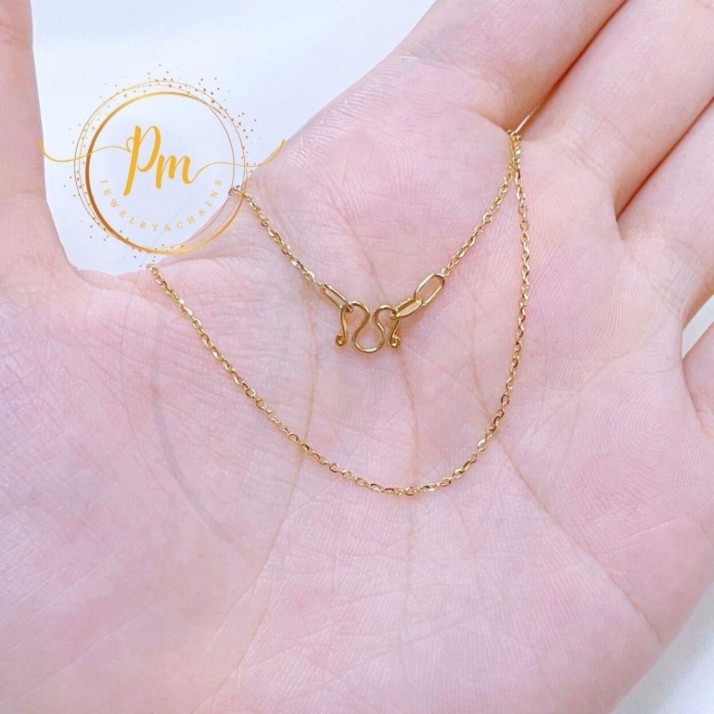 สร้อยคอทองแท้ PM ตะขอเอ็ม ทองคำแท้ 9k Italy (375) ลายโซ่เล็ก มีใบรับประกันจากทางร้าน