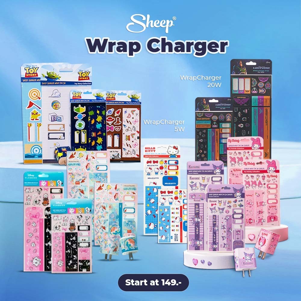 [Wrap Charger] สติ๊กเกอร์ sticker ติดหัวชาร์จ ลอกออกได้ไม่ทิ้งคราบ สำหรับติดอแดปเตอร์ 5W/20W กาวอย่างดี ลิขสิทธิ์แท้