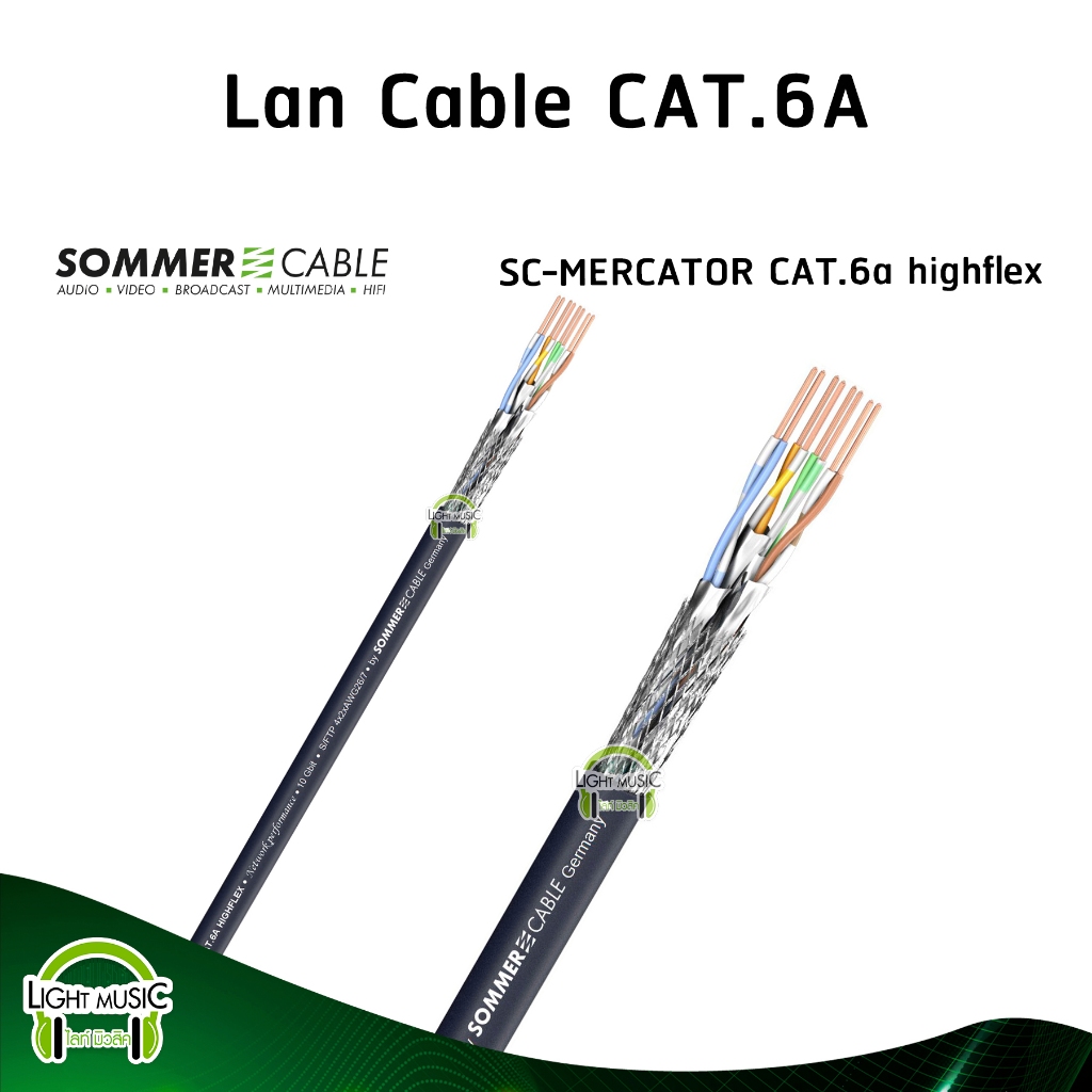 Lan Cable CAT 6A Sommer SC-Mercator CAT6A Highflex 500MHz OD 6.2 mm. OFC Ethernet Cable AES EBU สายแลน สายอินเตอร์เน็ต