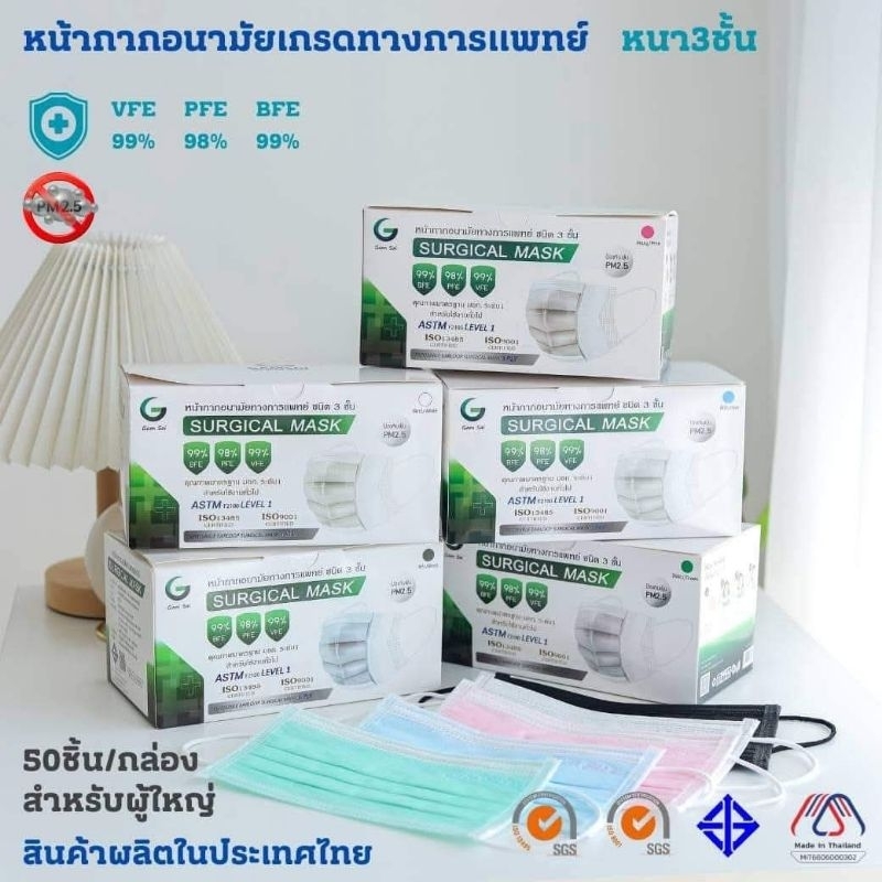Gamsai Lv1 หน้ากากอนามัยกรอง 3 ชั้น