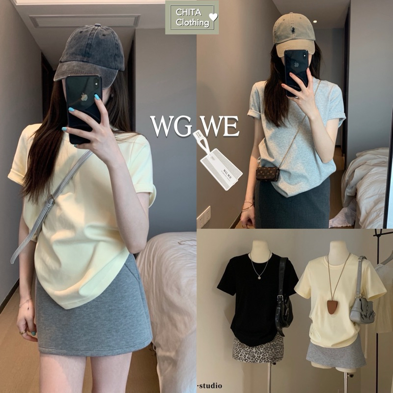 3587# เสื้อแขนสั้นคอกลม ทรงหลวม ใส่สบาย TAG:WG.WE 🇰🇷