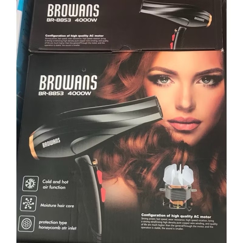 ไดร์​เป่า​ผม ​4000W รุ่น ​BR-8853 ลมแรง ร้อนเร็ว แห้งไว ปรับลมร้อน & ลมเย็น อย่างละ 2 ระดับ
